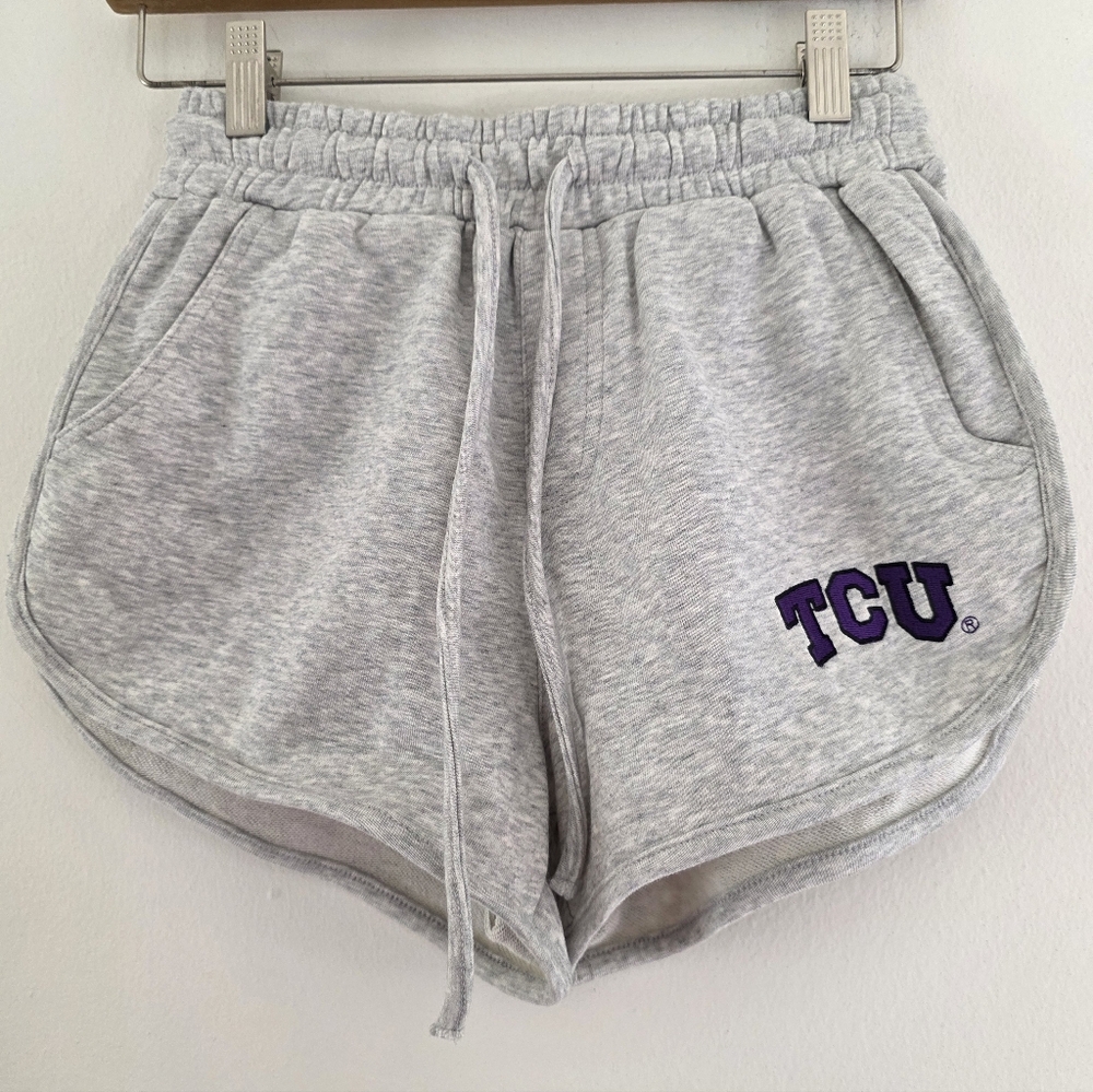 Hype And Vice Cotton Gray Women's Shorts with TCU Logo Sz Small